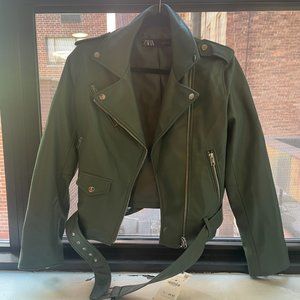 Zara Sage Green Faux Leather Jacket (NWT)